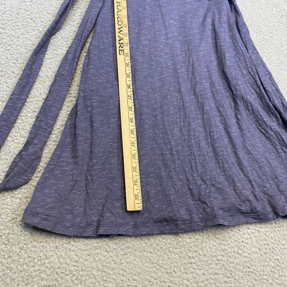 Toad & Co Dress Women's M Blue Gray Fit Flare Knit Wrap V Neck Belted Pockets - Picture 7 of 9